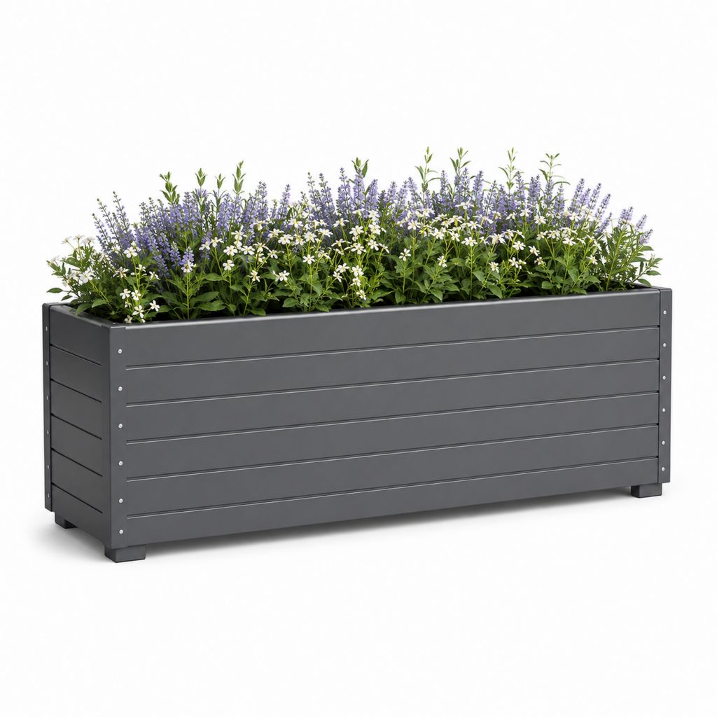 Jardinière surélevée rectangulaire anthracite en acier galvanisé 120 x 40 x 45 cm