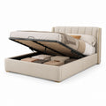 Lit coffre 160 x 200 cm beige en polyester avec sommier relevable à lattes