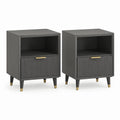 Lot de 2 tables de chevet gris anthracite en panneaux MDF rectangulaires 45 x 40 x 60 cm avec tiroir et niche ouverte