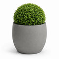 Pot de fleurs rond gris en ciment renforcé de fibre de verre avec boule de buis artificiel en PE 40 x 40 x 55 cm