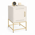 Table de chevet 1 porte blanche en MDF et acier rectangulaire 40 x 35 x 60 cm