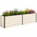 Jardinière surélevée rectangulaire beige et marron en acier galvanisé 240 x 60 x 60 cm