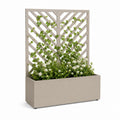 Jardinière rectangulaire avec treillis taupe en acier galvanisé thermolaqué 100 x 40 x 140 cm