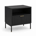 Table de chevet noire en MDF avec tiroir et niche ouverte 50 x 40 x 60 cm