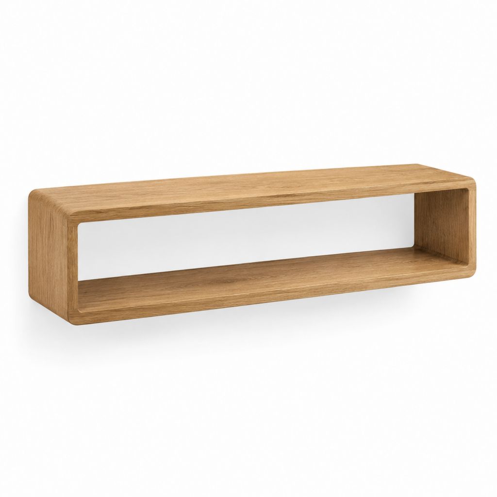 Étagère murale rectangulaire ouverte chêne en MDF plaqué chêne 100 x 25 x 30 cm