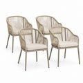 Lot de 4 fauteuils de jardin beige en aluminium et corde PE 56 x 60 x 83 cm