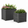Lot de 2 jardinières surélevées gris anthracite en composite bois-plastique 100 x 50 x 50 cm et 50 x 50 x 50 cm