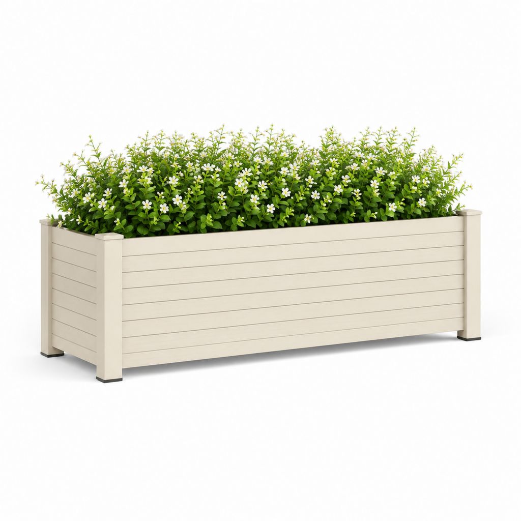 Jardinière rectangulaire beige en polypropylène 120 x 40 x 45 cm