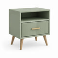 Table de chevet verte en MDF rectangulaire avec tiroir et niche 45 x 40 x 55 cm