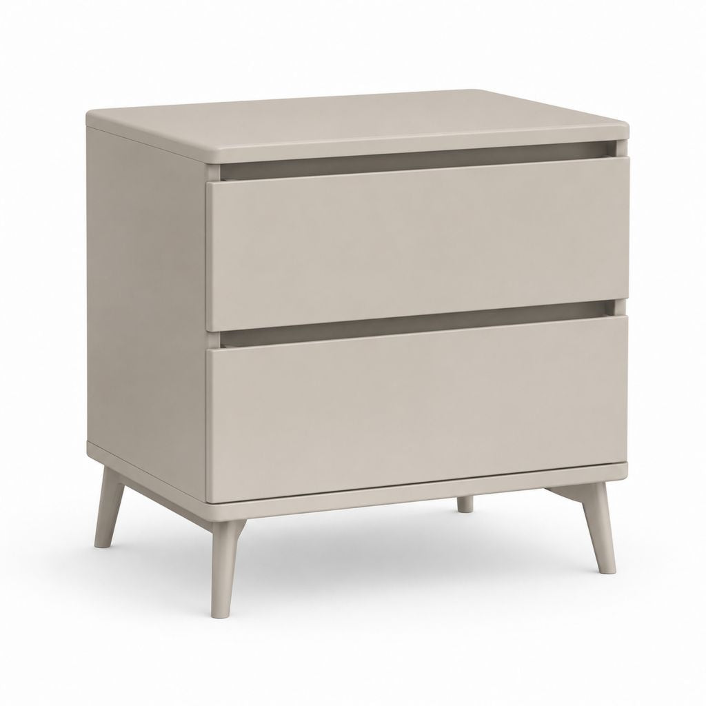 Table de chevet 2 tiroirs beige en MDF rectangulaire 50 x 40 x 55 cm
