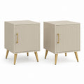Lot de 2 tables de chevet rectangulaires beiges en MDF 40 x 35 x 60 cm avec portes rainurées