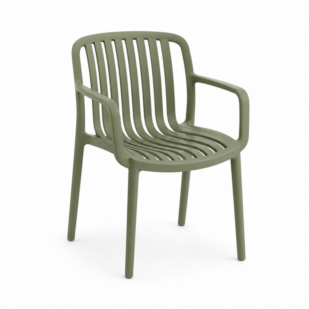 Fauteuil de jardin vert en polypropylène avec accoudoirs 58 x 56 x 82 cm