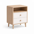 Table de chevet à 2 tiroirs blanc et chêne clair en MDF 45 x 35 x 60 cm