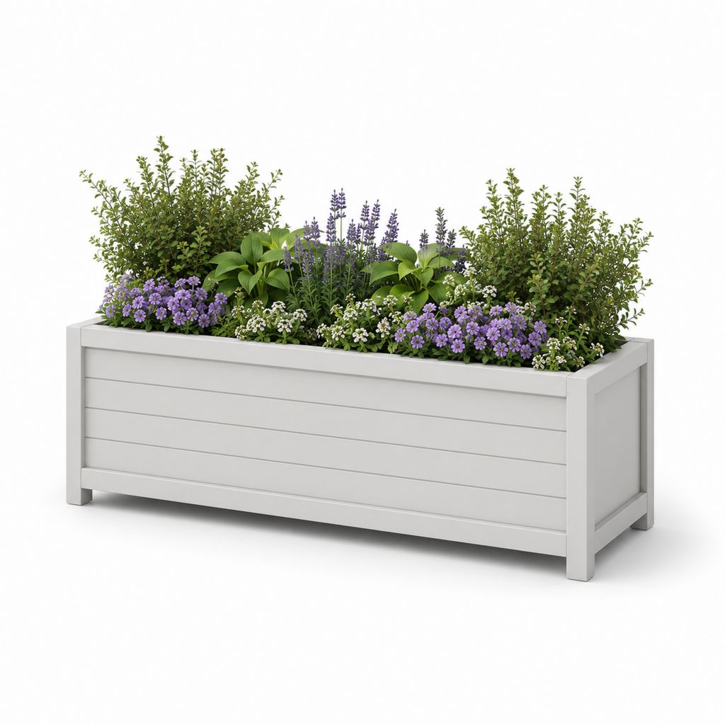 Jardinière surélevée rectangulaire blanche en aluminium thermolaqué 120 x 40 x 60 cm