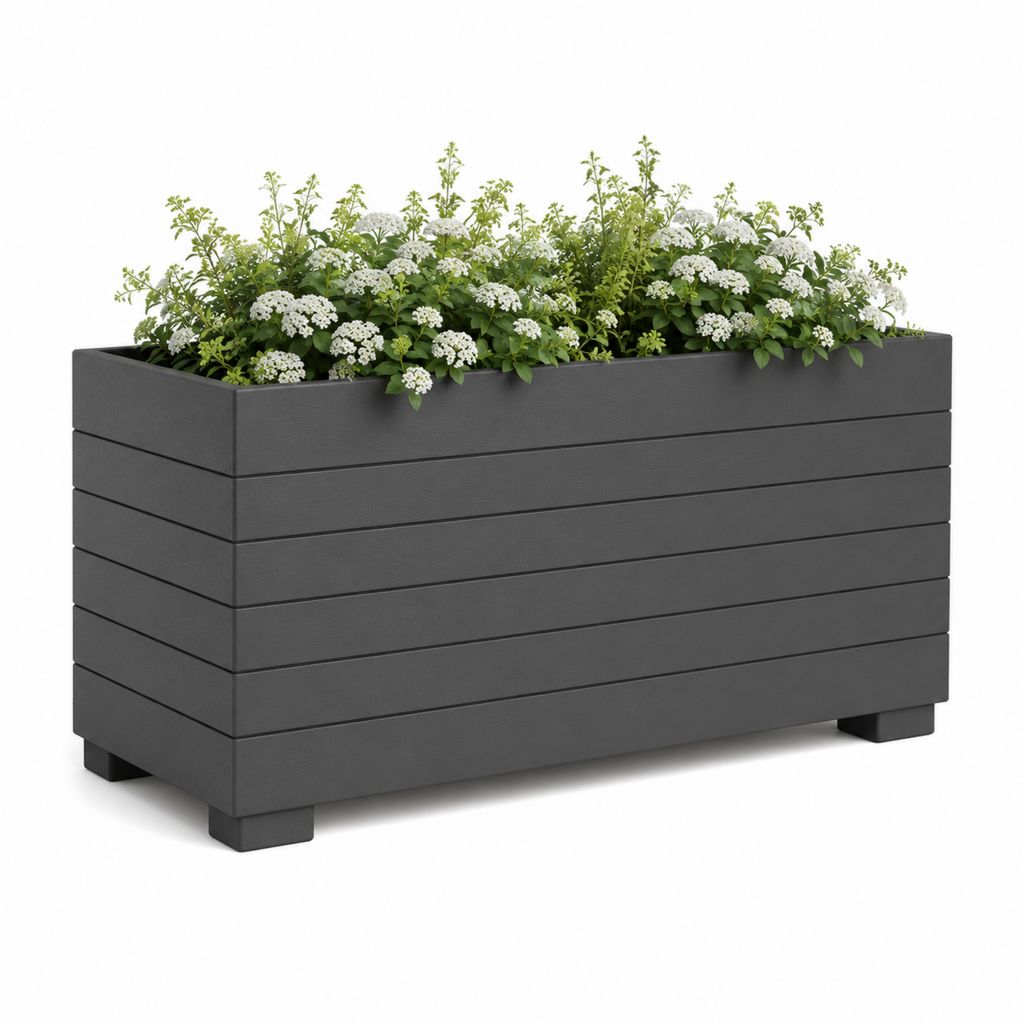 Jardinière rectangulaire sur pieds anthracite en polypropylène 90 x 35 x 60 cm