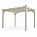 Pergola adossée autoportante beige en aluminium avec toile rétractable 300 x 400 x 230 cm
