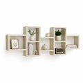 Étagère murale modulable beige en panneaux MDF rectangulaire 140 x 20 x 70 cm