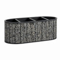 Jardinière gabion ovale noire en acier galvanisé 120 x 40 x 40 cm avec 3 compartiments